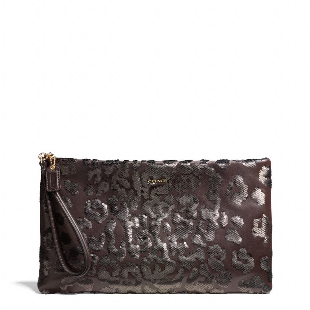 MADISON ZIP CLUTCH IN SEQUIN OCELOT - COACH f26480 - 29733