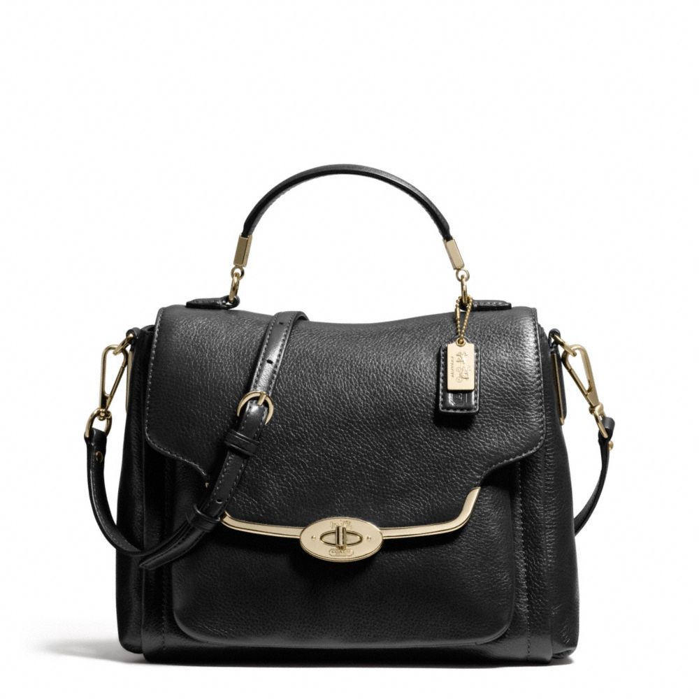 MADISON LEATHER SMALL SADIE FLAP SATCHEL - COACH F26624 - LIGHT GOLD/BLACK