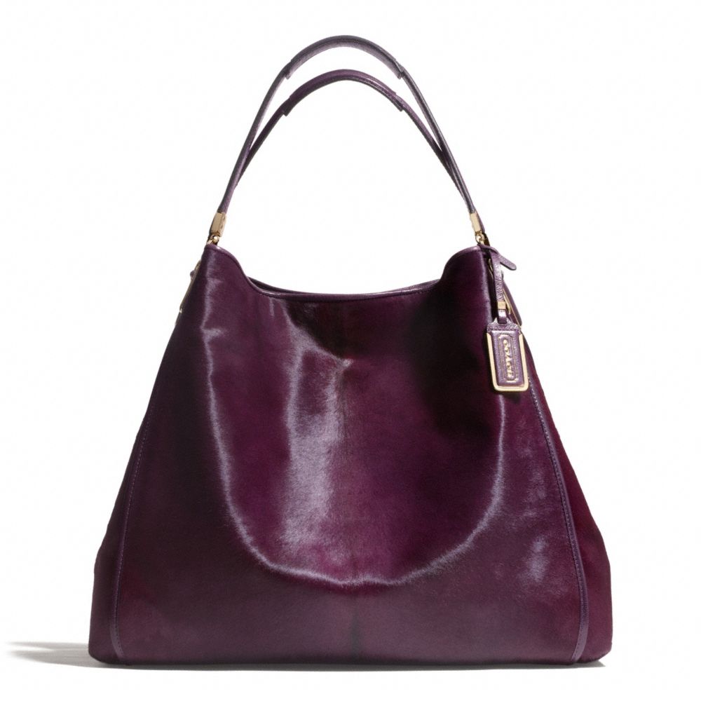 MADISON MIXED HAIRCALF LARGE PHOEBE SHOULDER BAG - COACH f26764 - LIGHT GOLD/BLACK VIOLET