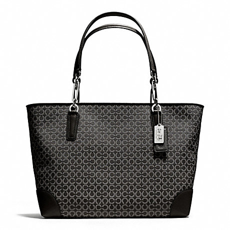 COACH MADISON NEEDLEPOINT OP ART EAST/WEST TOTE - SILVER/BLACK - f26767