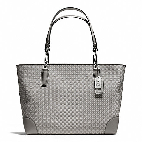 COACH MADISON NEEDLEPOINT OP ART EAST/WEST TOTE - SILVER/LIGHT GREY - f26767