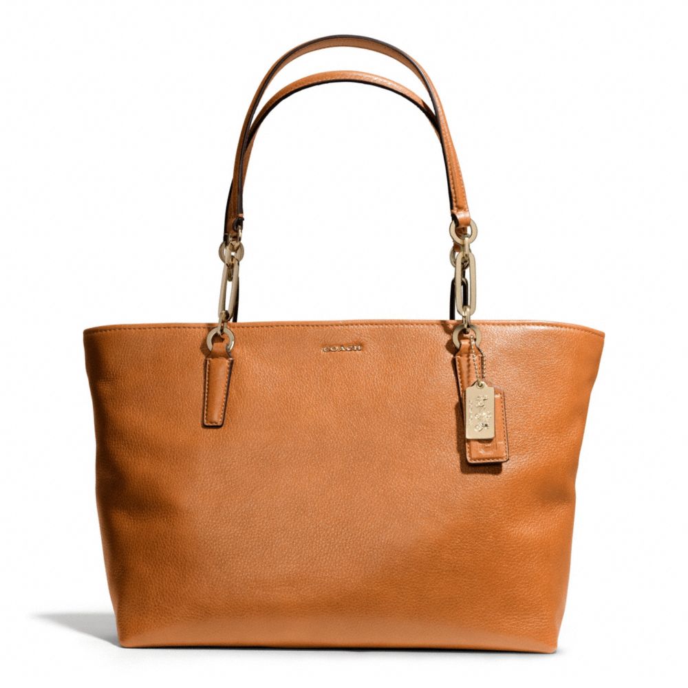 MADISON LEATHER EAST/WEST TOTE - COACH f26769 - LIGHT GOLD/ORANGE SPICE