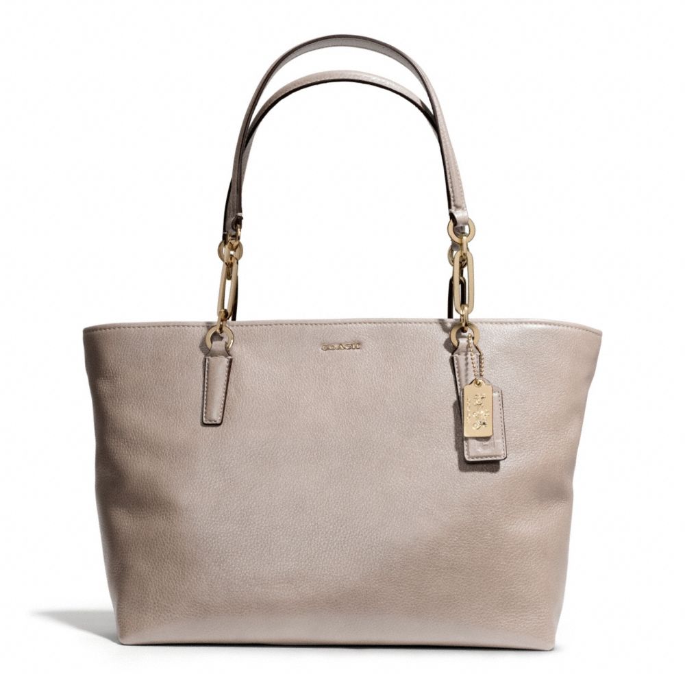 MADISON LEATHER EAST/WEST TOTE - COACH f26769 - LIGHT GOLD/GREY BIRCH