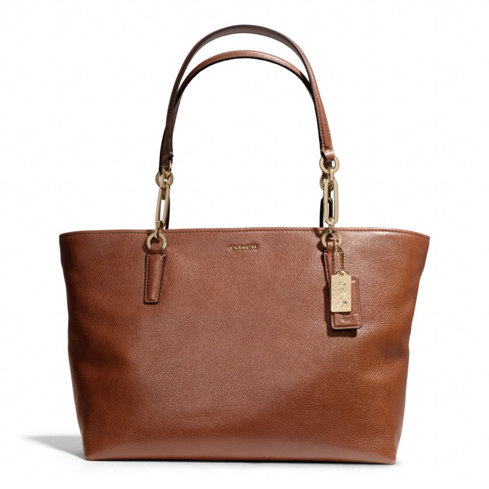 COACH MADISON LEATHER EAST/WEST TOTE - LIGHT GOLD/CHESTNUT - F26769