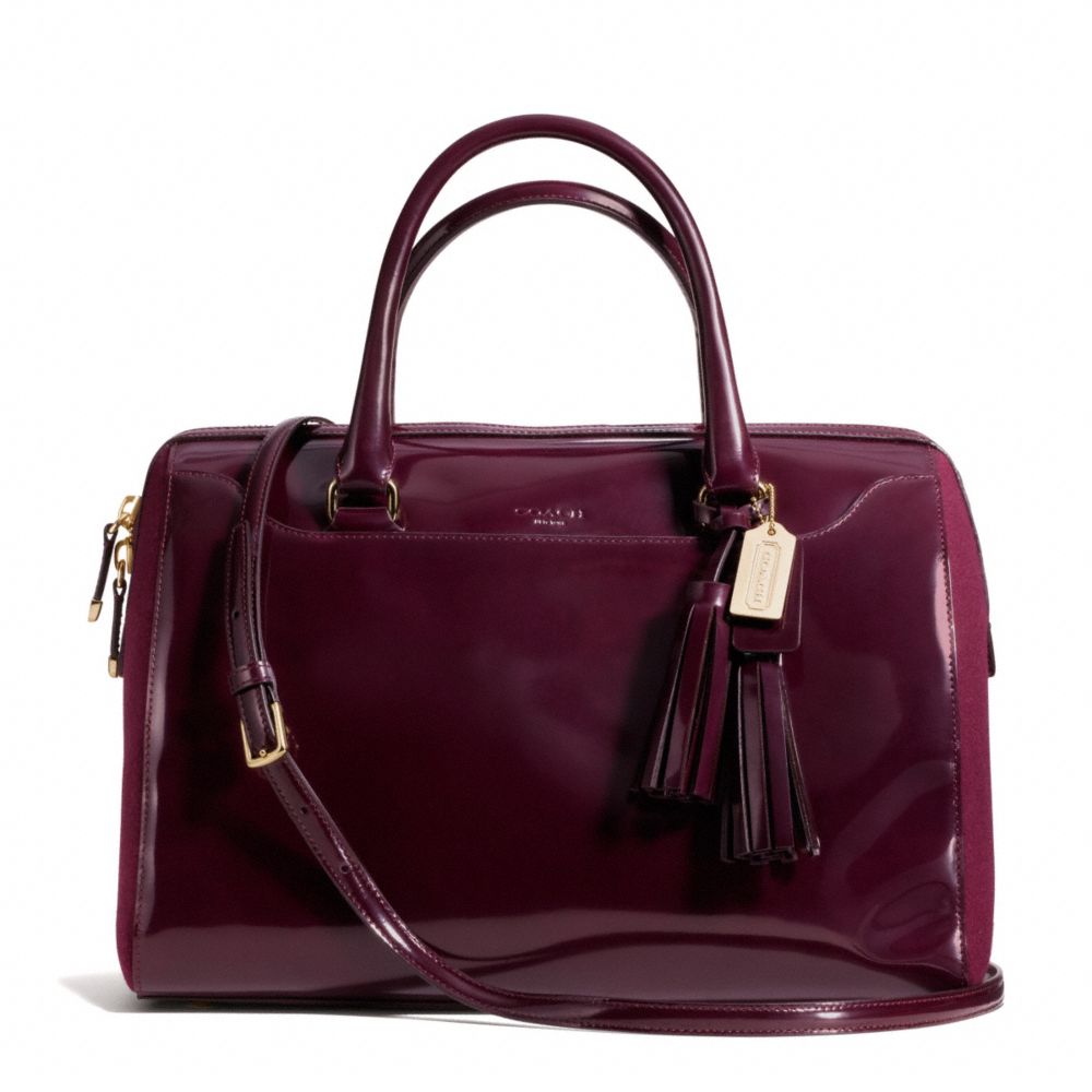 PINNACLE POLISHED CALF LEATHER LARGE HALEY SATCHEL - COACH f26931 - GOLD/MERLOT