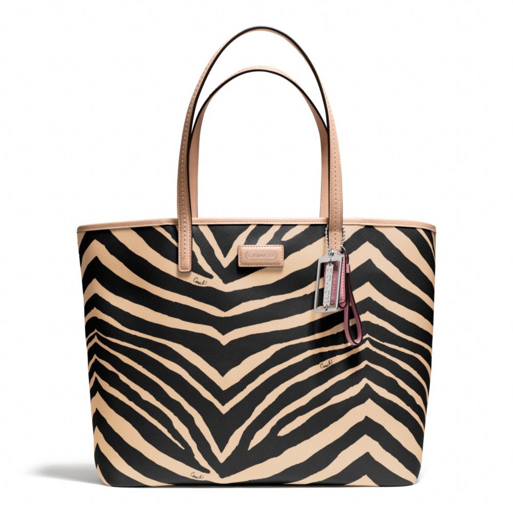 PARK METRO ZEBRA TOTE - COACH f26983 - SILVER/BLACK/TAN