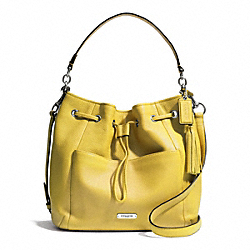 COACH AVERY LEATHER DRAWSTRING - SILVER/CHARTREUSE - F27003