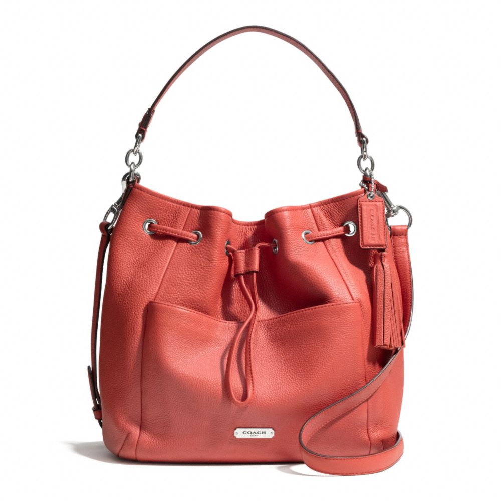 AVERY LEATHER DRAWSTRING - COACH f27003 - SILVER/SIENNA