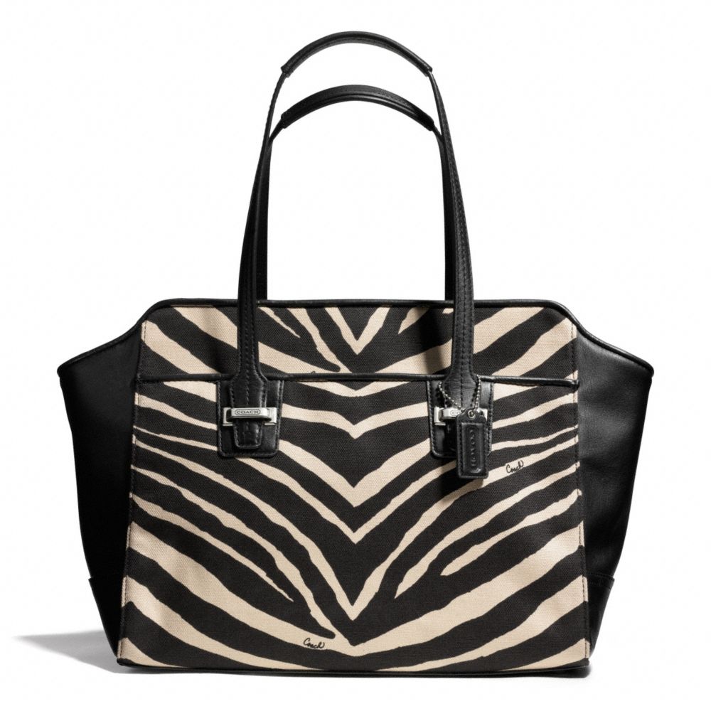 TAYLOR ZEBRA CARRYALL - COACH f27009 - SILVER/BLACK/BLACK