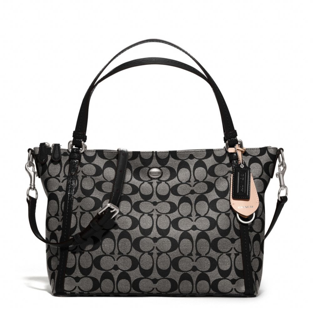 PEYTON SIGNATURE EAST/WEST CONVERTIBLE SHOULDER BAG - COACH f27020 - SILVER/BLACK/WHITE/BLACK