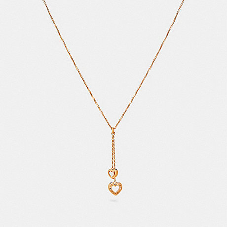 COACH OPEN CIRCLE HEART LARIAT NECKLACE - ROSEGOLD - f27144