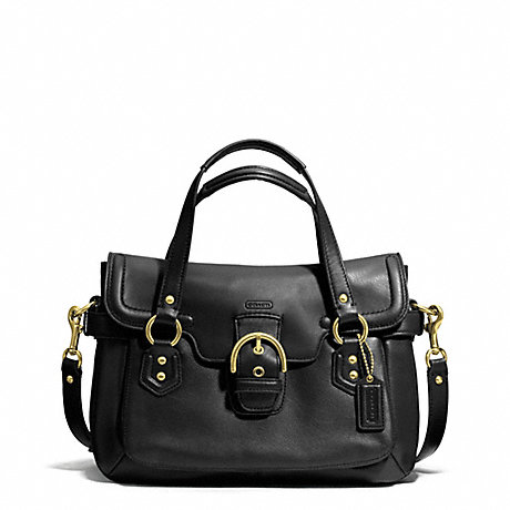 COACH CAMPBELL LEATHER SMALL FLAP SATCHEL - BRASS/BLACK - f27231