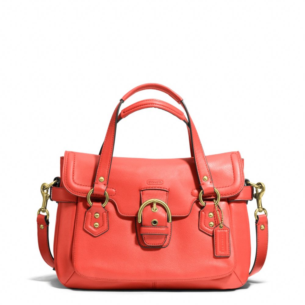 CAMPBELL LEATHER SMALL FLAP SATCHEL - COACH f27231 - BRASS/HOT ORANGE
