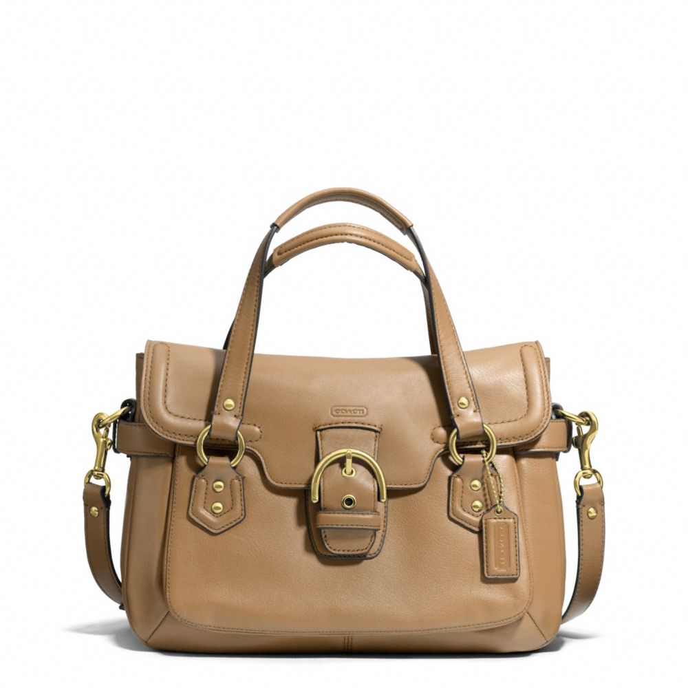 COACH CAMPBELL LEATHER SMALL FLAP SATCHEL - BRASS/CAMEL - F27231