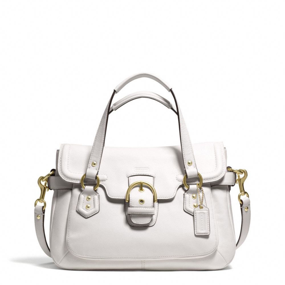 CAMPBELL LEATHER SMALL FLAP SATCHEL - COACH f27231 - BRASS/IVORY