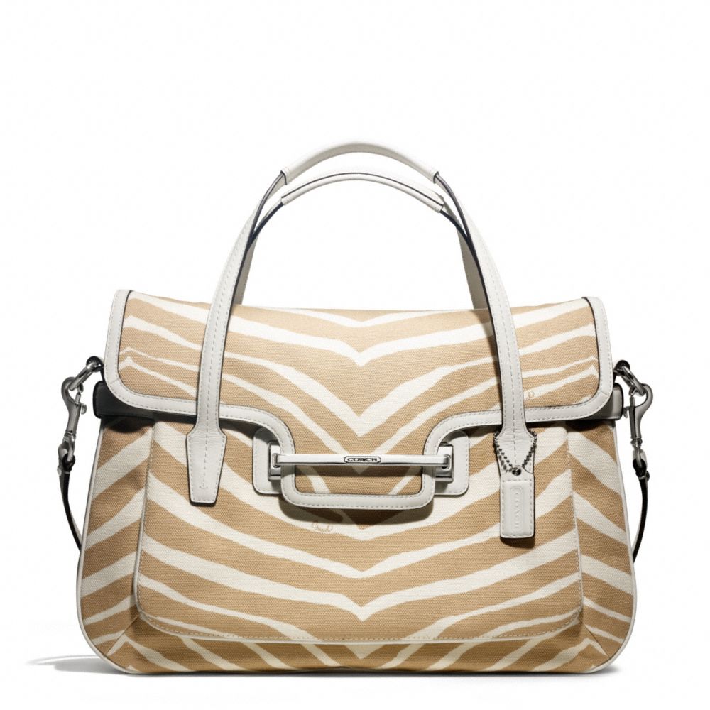 COACH TAYLOR ZEBRA MARIN FLAP SATCHEL - SILVER/IVORY/IVORY - F27346