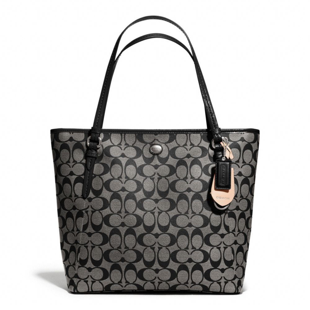 PEYTON SIGNATURE ZIP TOP TOTE - COACH f27348 - SILVER/BLACK/WHITE/BLACK