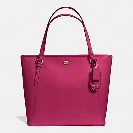 COACH PEYTON LEATHER ZIP TOP TOTE - IM/BERRY - f27349