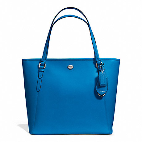 COACH PEYTON LEATHER ZIP TOP TOTE - SILVER/CERULEAN - f27349