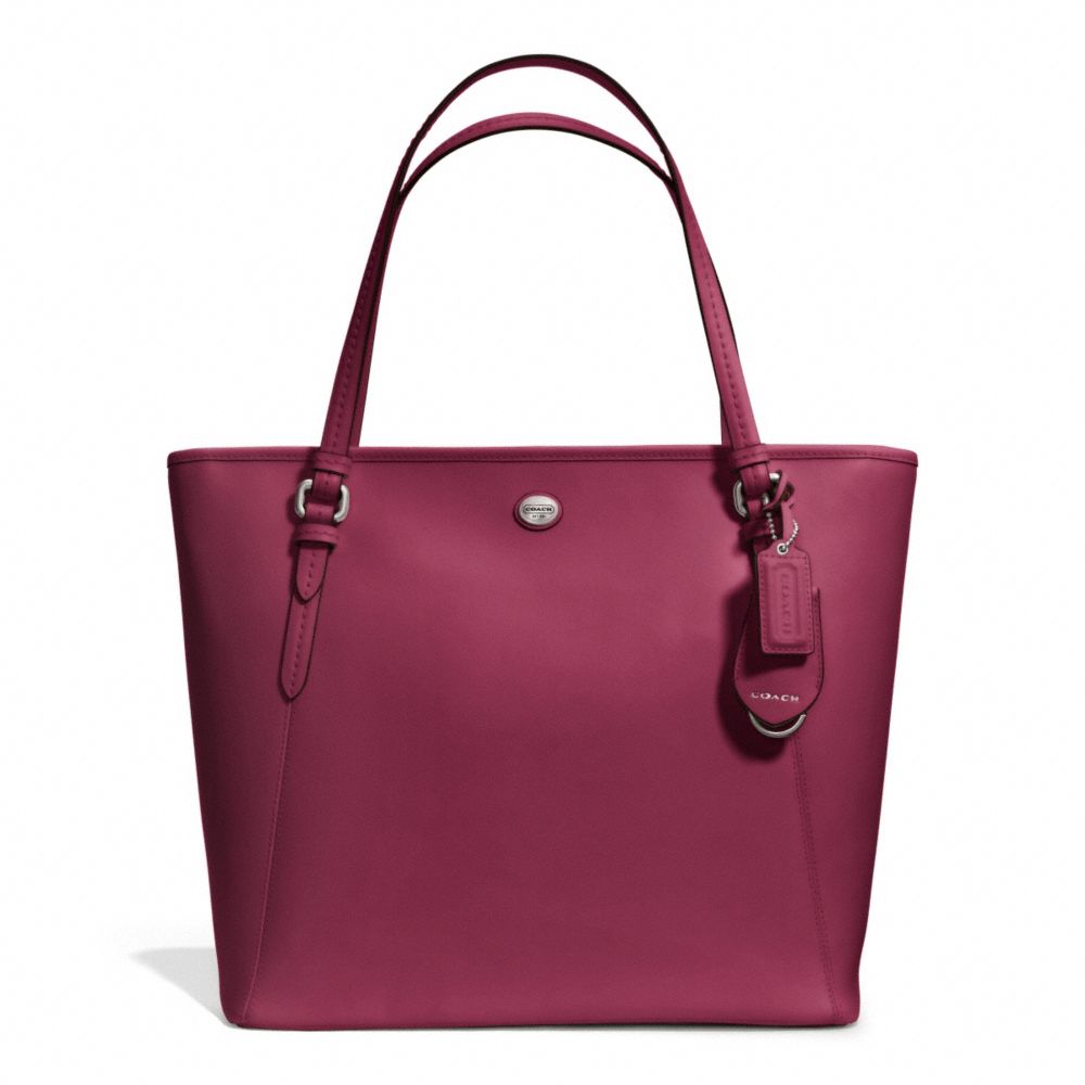 PEYTON LEATHER ZIP TOP TOTE - COACH f27349 - SILVER/MERLOT