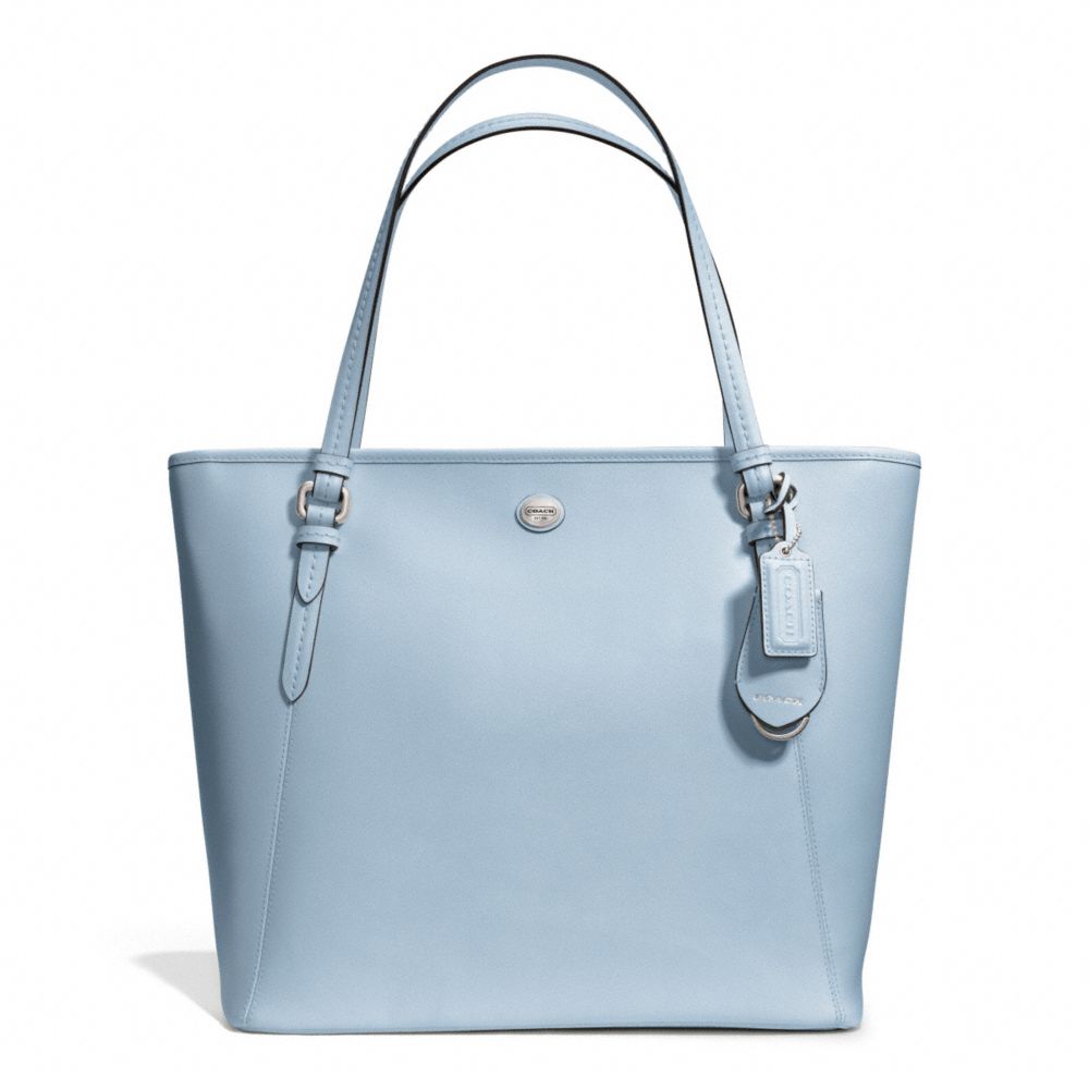 PEYTON LEATHER ZIP TOP TOTE - COACH f27349 - SILVER/SKY