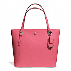 COACH PEYTON LEATHER ZIP TOP TOTE - SILVER/STRAWBERRY - F27349