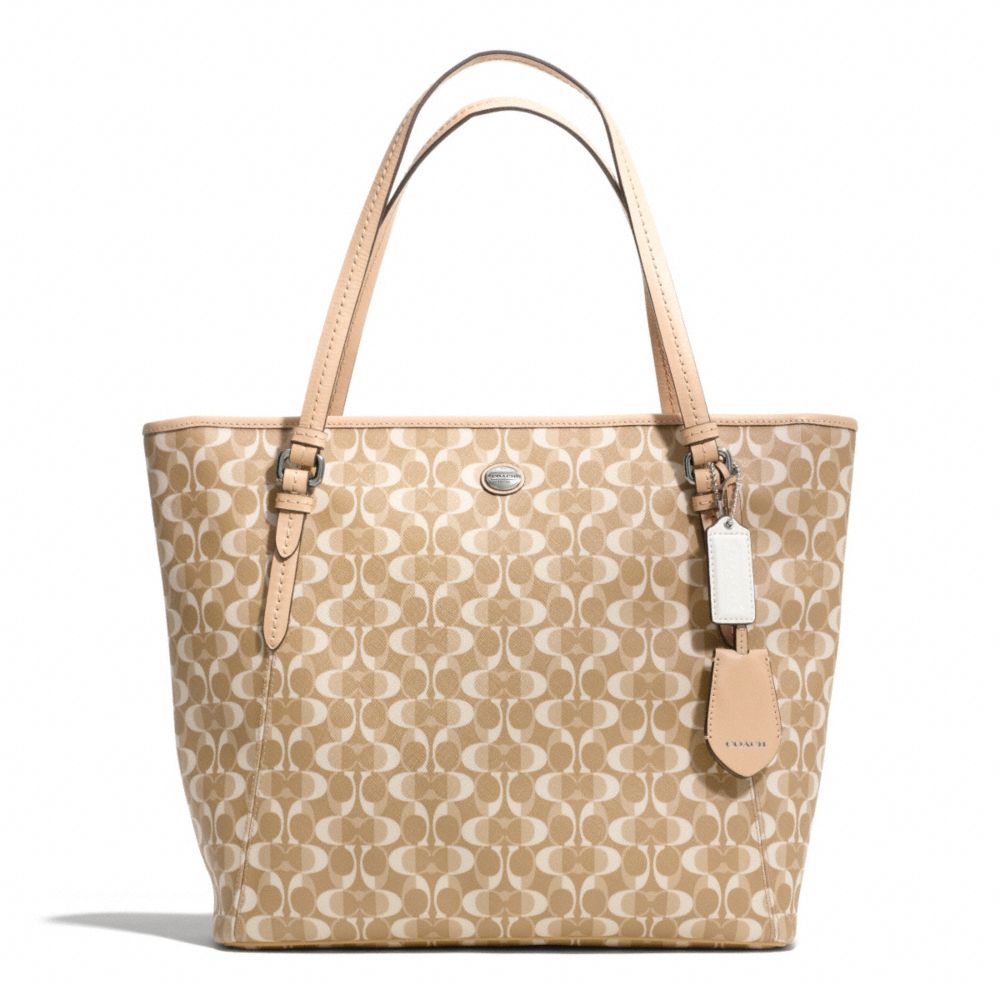 COACH PEYTON DREAM C ZIP TOP TOTE - SILVER/LIGHT KHAKI/TAN - F27350