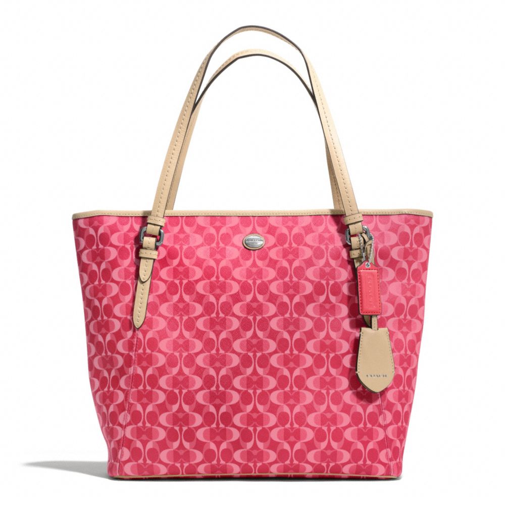 PEYTON DREAM C ZIP TOP TOTE - COACH f27350 - SILVER/BRIGHT CORAL/TAN