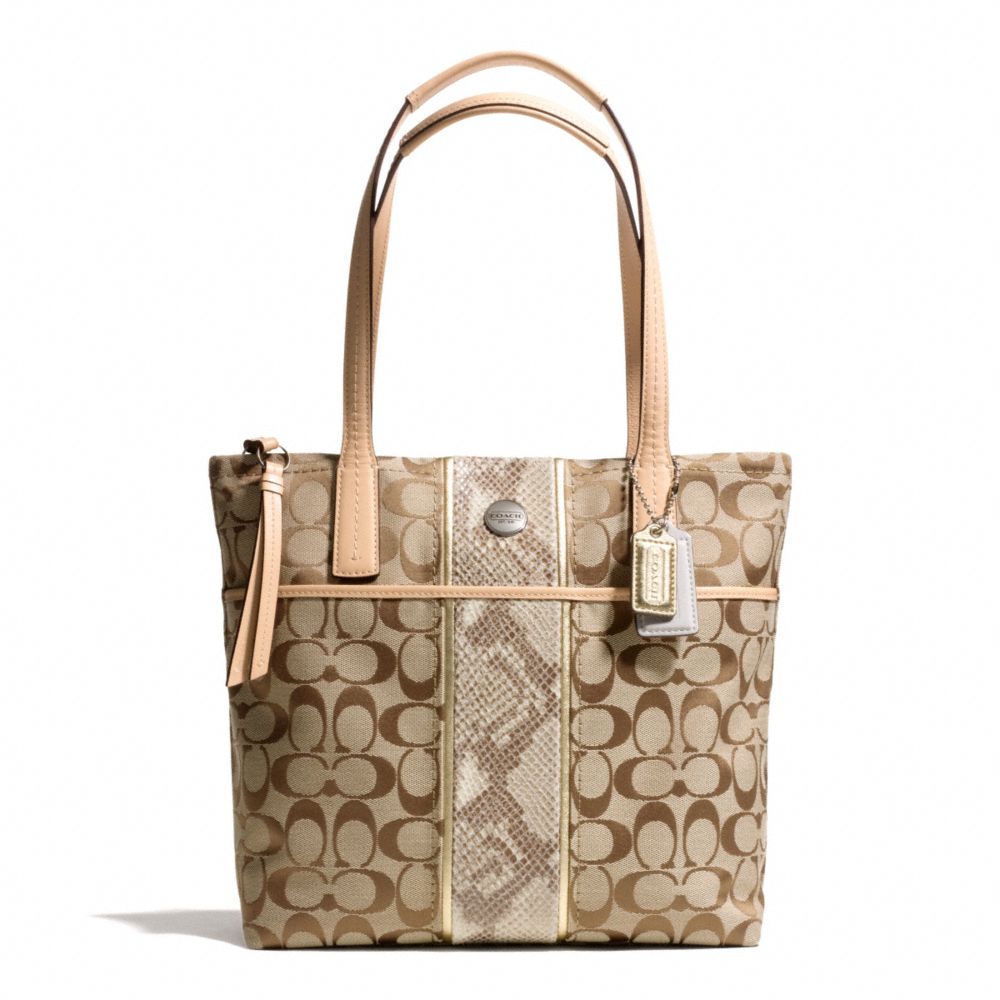 COACH SIGNATURE STRIPE PYTHON STRIPE TOTE - ONE COLOR - F27362