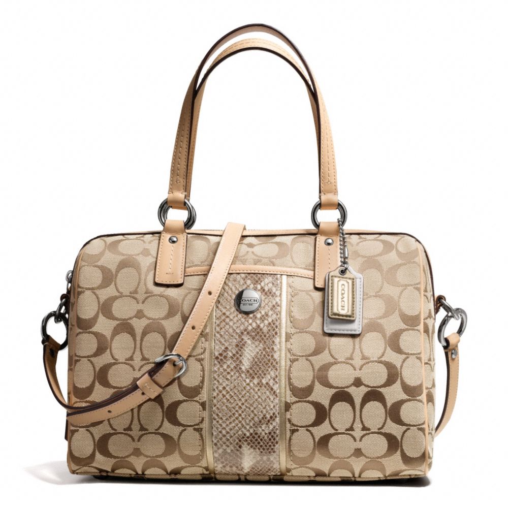 COACH SIGNATURE STRIPE PYTHON STRIPE SATCHEL - ONE COLOR - F27364