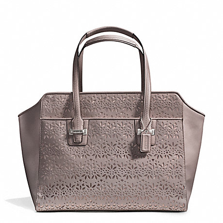 COACH TAYLOR EYELET LEATHER CARRYALL - SILVER/PUTTY - f27391