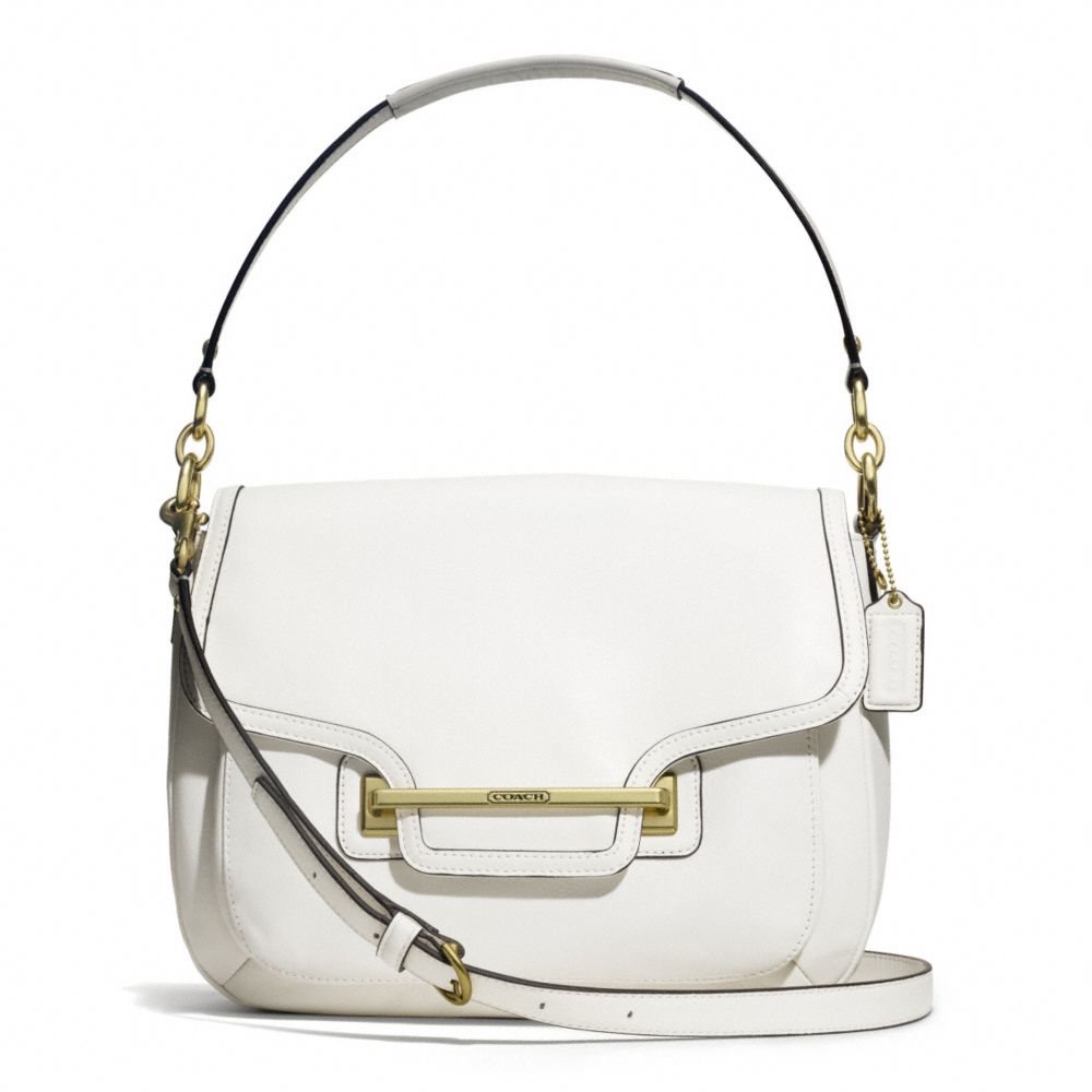 COACH TAYLOR LEATHER FLAP SHOULDER BAG - BRASS/IVORY - F27481