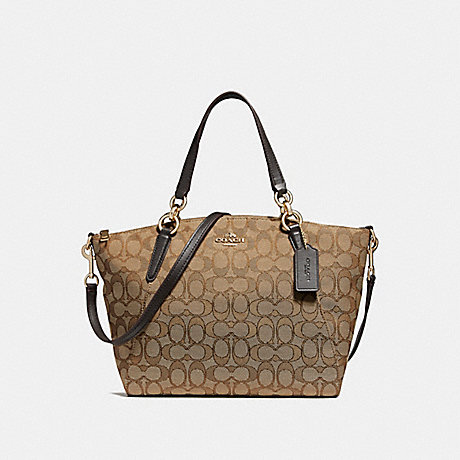 COACH SMALL KELSEY SATCHEL IN SIGNATURE JACQUARD - KHAKI/BROWN/LIGHT GOLD - F27582