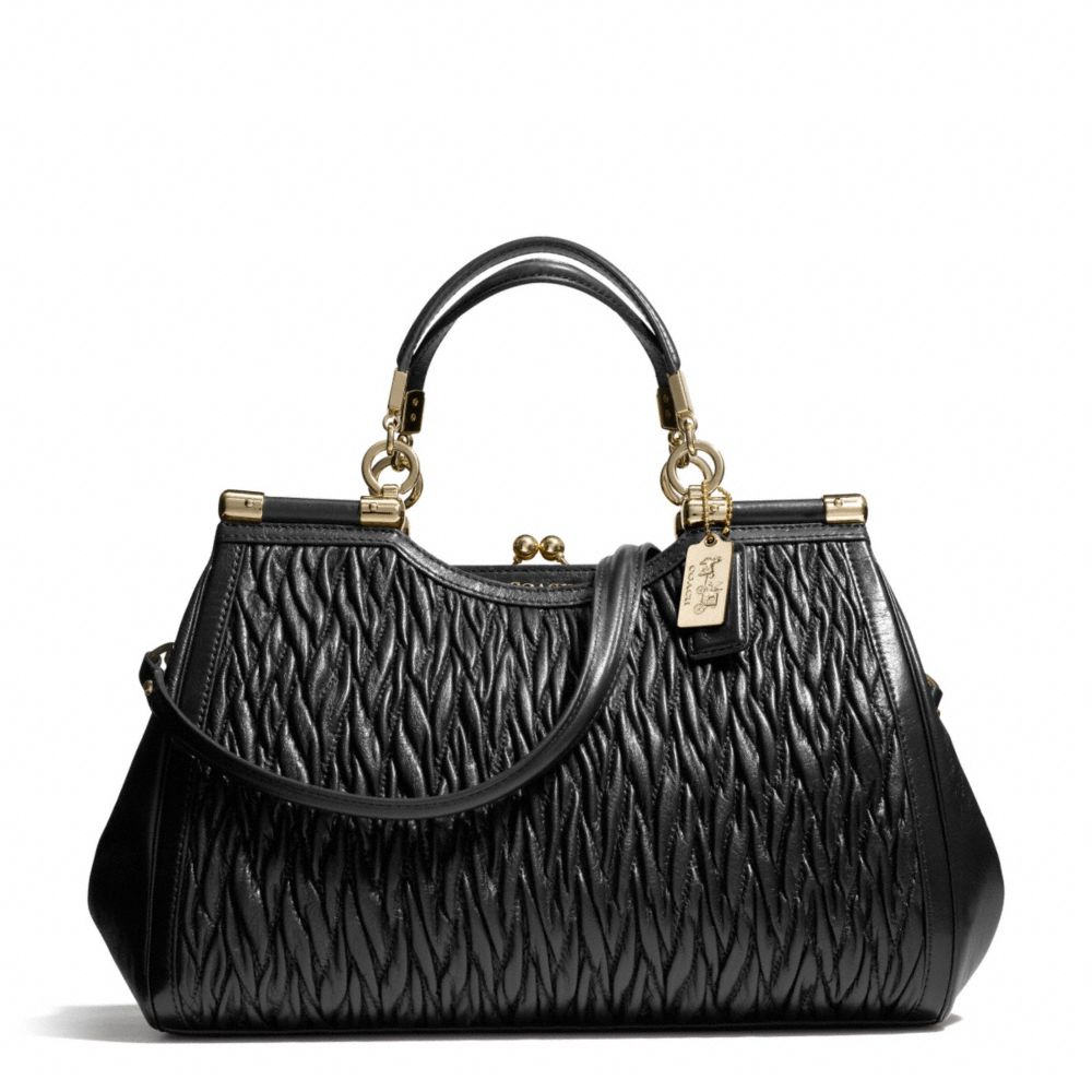 COACH MADISON GATHERED TWIST CARRIE - LIGHT GOLD/BLACK - F27681