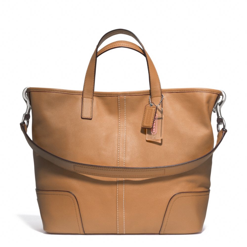HADLEY LEATHER DUFFLE - COACH f27728 - SILVER/NATURAL