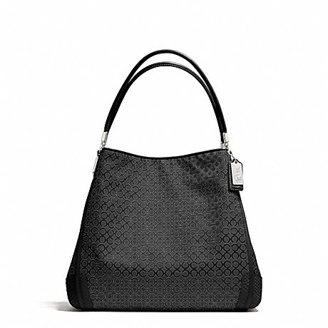 COACH MADISON OP ART PEARLESCENT FABRIC SMALL PHOEBE SHOULDER BAG - SILVER/BLACK - f27843
