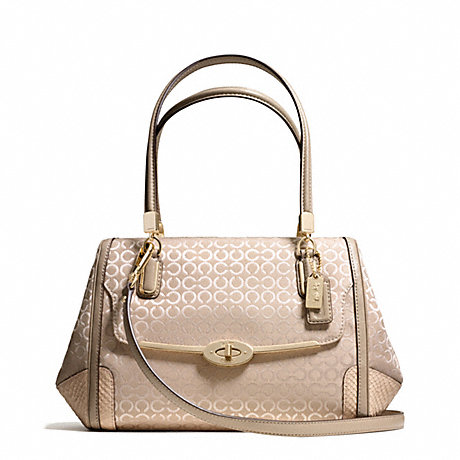 COACH MADISON OP ART PEARLESCENT SMALL MADELINE EAST/WEST SATCHEL - LIGHT GOLD/PEACH ROSE - f27848