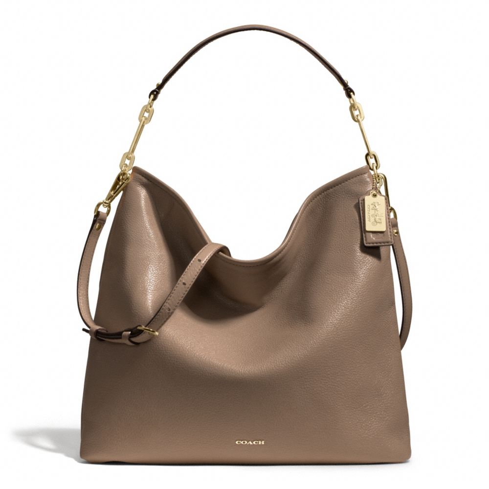 MADISON LEATHER HOBO - COACH f27858 - LIGHT GOLD/SILT