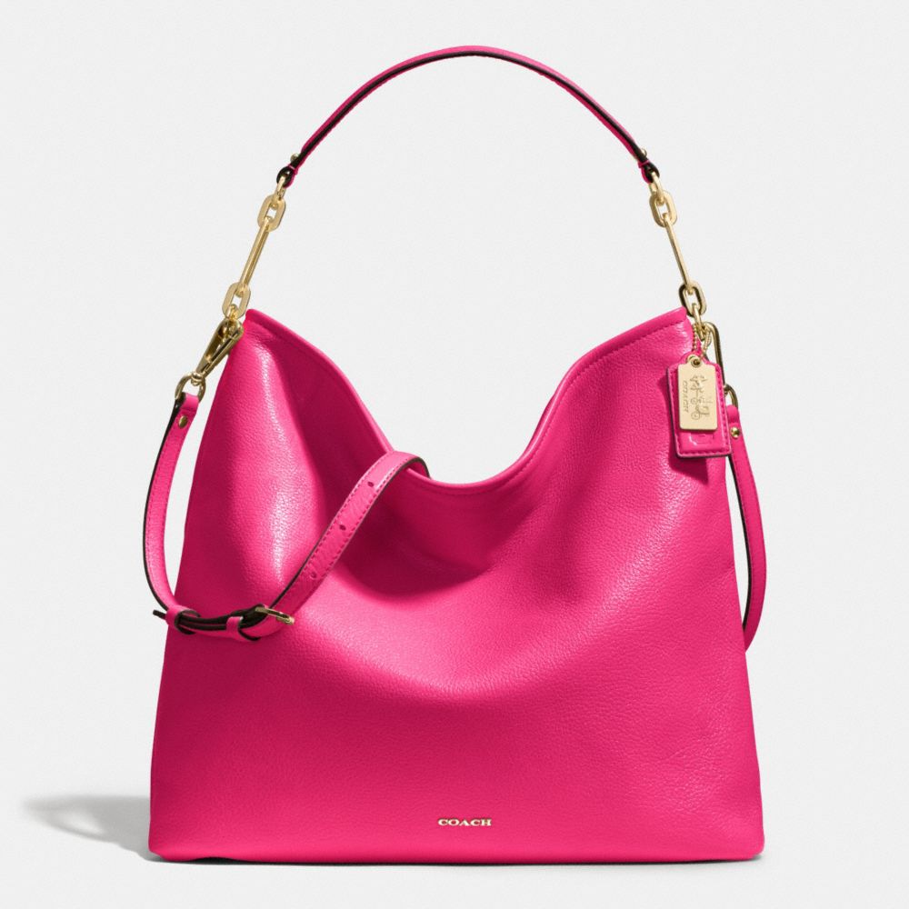 COACH MADISON LEATHER HOBO - LIGHT GOLD/PINK RUBY - F27858