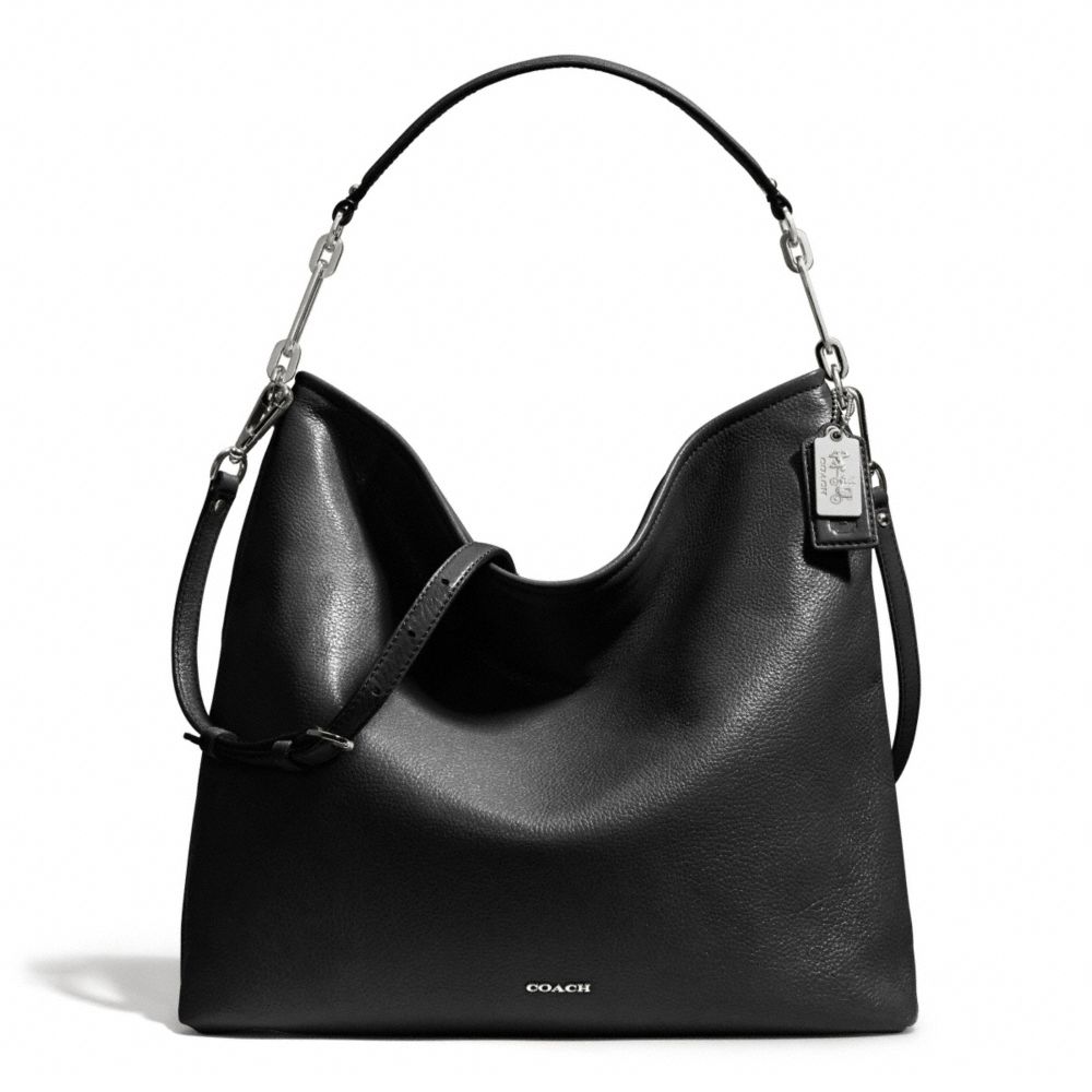 COACH MADISON LEATHER HOBO - SILVER/BLACK - F27858