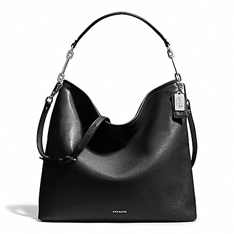 COACH MADISON LEATHER HOBO - SILVER/BLACK - f27858