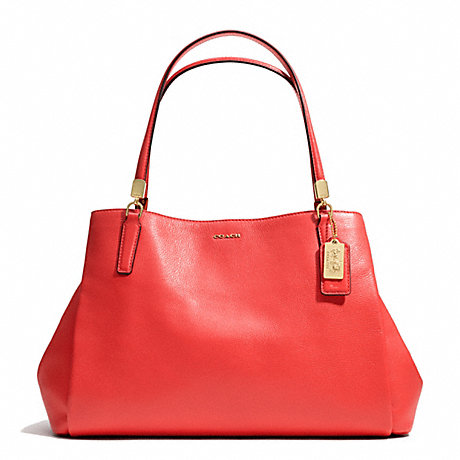 COACH MADISON LEATHER  CAFE CARRYALL - LIGHT GOLD/LOVE RED - f27859