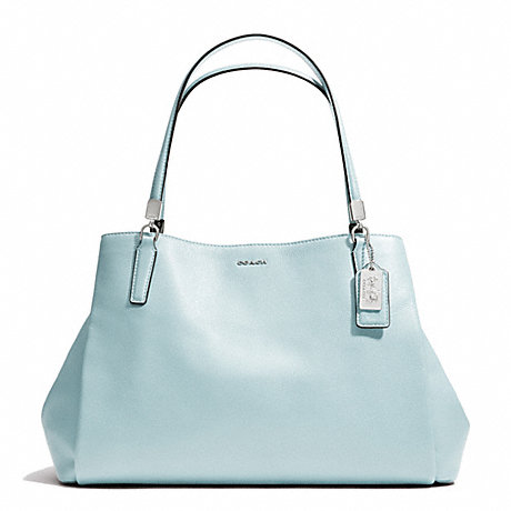 COACH MADISON LEATHER  CAFE CARRYALL -  SILVER/SEA MIST - f27859
