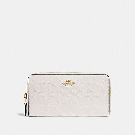 COACH ACCORDION ZIP WALLET IN SIGNATURE LEATHER - CHALK/LIGHT GOLD - F27865