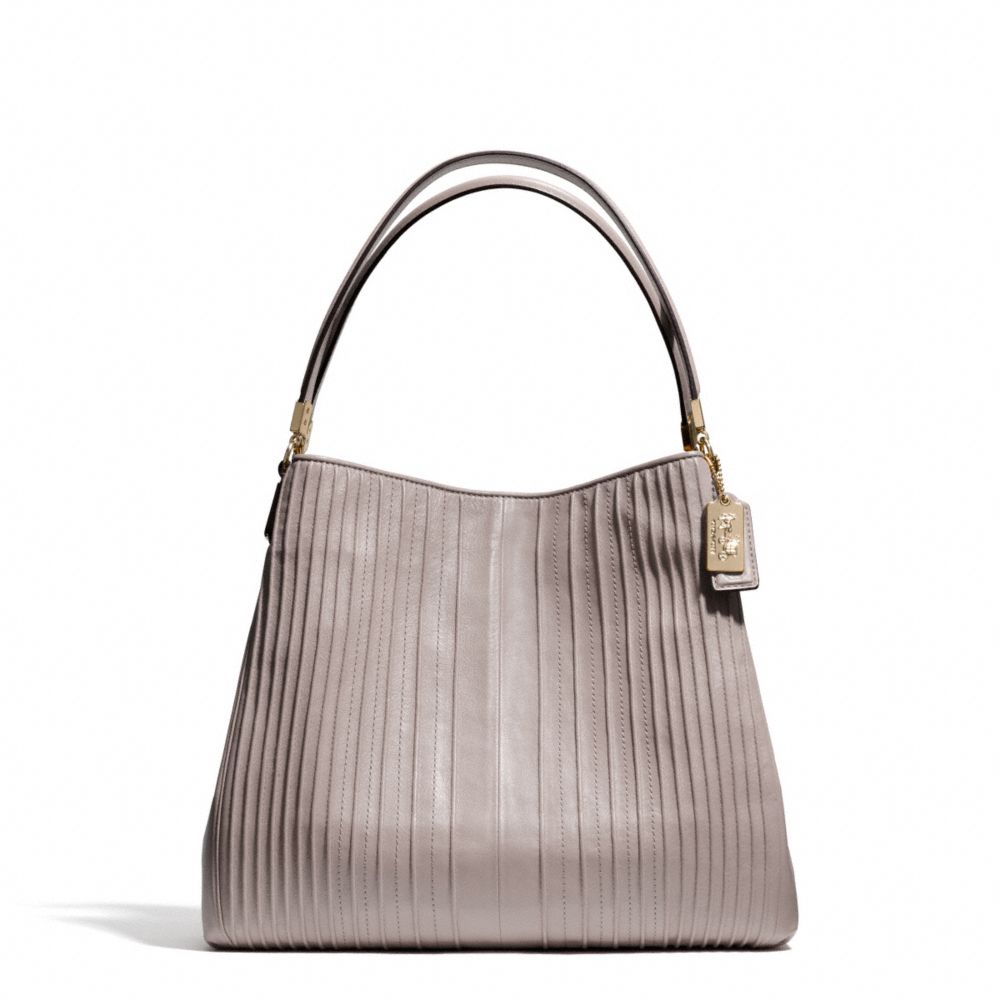 COACH MADISON PINTUCK LEATHER SMALL PHOEBE SHOULDER BAG - LIGHT GOLD/GREY BIRCH - F27885