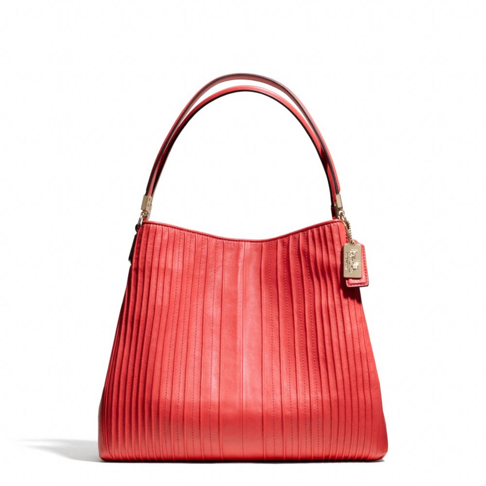 MADISON PINTUCK LEATHER SMALL PHOEBE SHOULDER BAG - COACH F27885 - LIGHT GOLD/LOVE RED