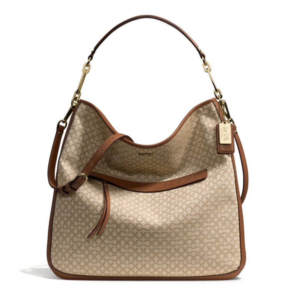 MADISON NEEDLEPOINT OP ART FABRIC HOBO - COACH f27904 - LIGHT GOLD/KHAKI/CHESTNUT