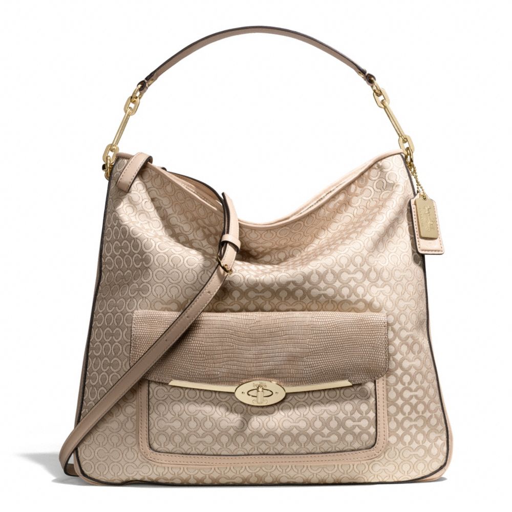 MADISON OP ART PEARLESCENT HOBO - COACH f27906 - LIGHT GOLD/KHAKI