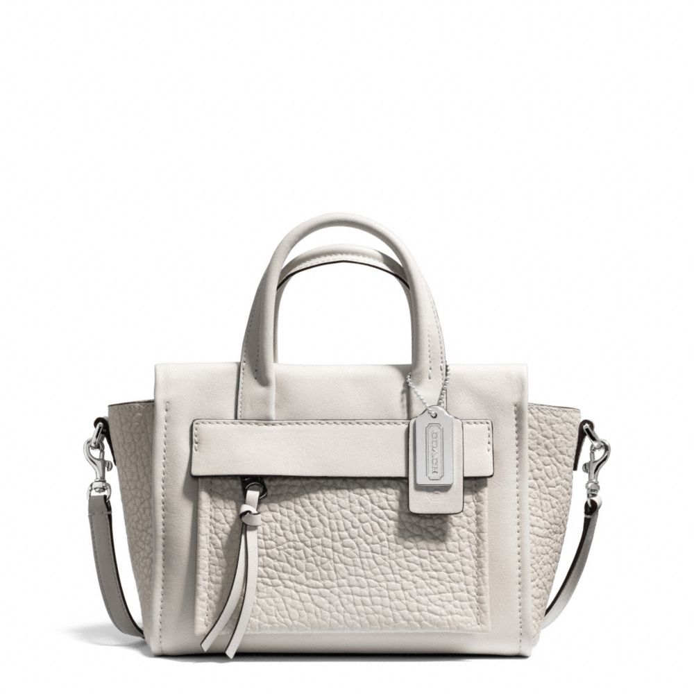 COACH BLEECKER LEATHER MINI RILEY CARRYALL - SILVER/PARCHMENT - F27923