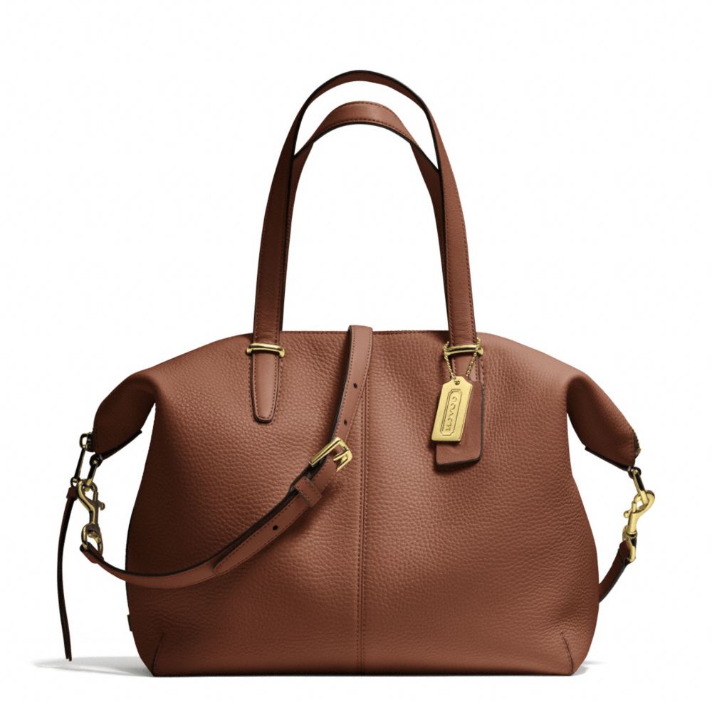 COACH BLEECKER PEBBLE LEATHER COOPER SATCHEL - BRASS/CHESTNUT - F27930